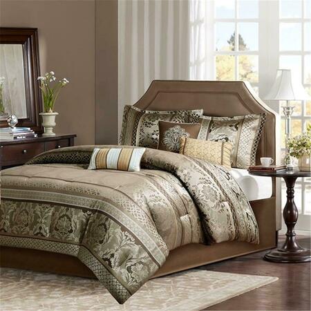 MADISON PARK Bellagio 7 Piece Jacquard Comforter Set - Brown, King Size, 7PK MP10-4534